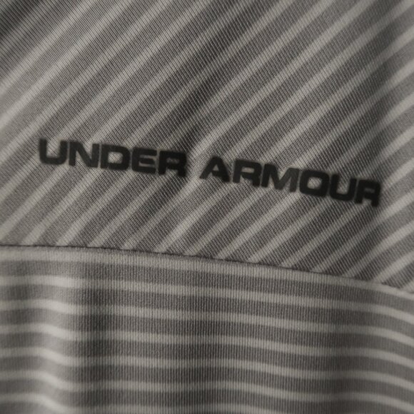 Under Armour HeatGear Gray Striped Polo (M) OMG! ⛳️ - Picture 5 of 9